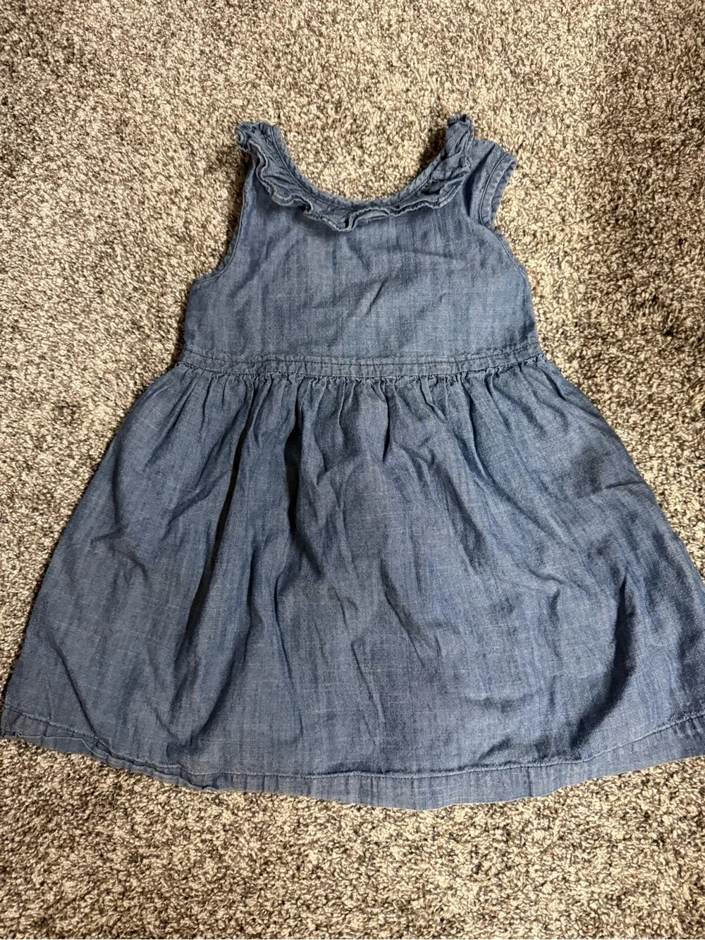 Old Navy Denim-Look Ruffle Neck Sundress in Blue